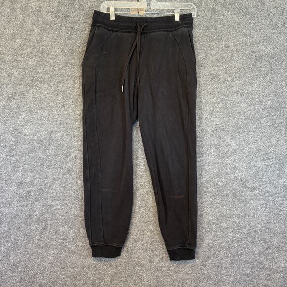 Lululemon Pants Womens Small Black Sweatpants Fleece Stretch Joggers Crop Flaw - Picture 2 of 12